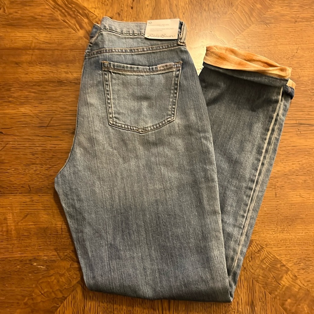 NWT Eddie Bauer size 10 Flannel Lined Boyfriend Jeans